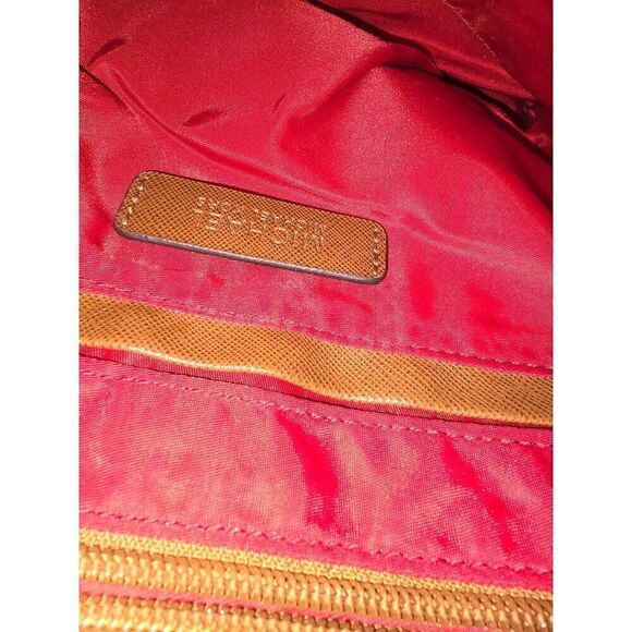 Michael Kors Red & Brown Shoulder Bag With Gold MK Logo & Zip Pocket - Picture 12 of 12